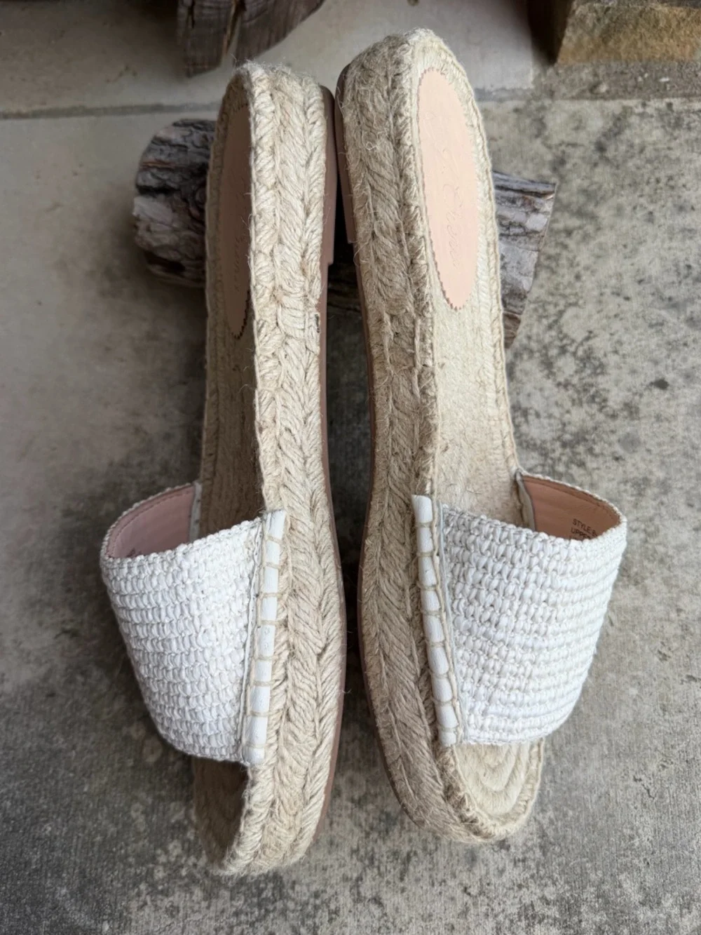 J. Crew Ivory Braided‎ Raffia Espadrille Slide Sandals Sz-10.   Y